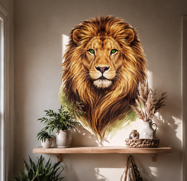 Colorful Animal Wall Art Lion Gold Interior Decal z5611
