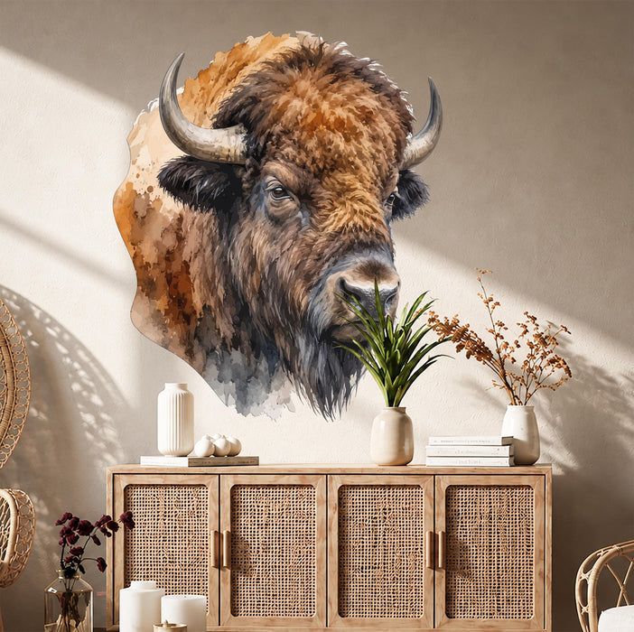 Boho Animal Wall Art Buffalo Bull Vinyl Decal z5613