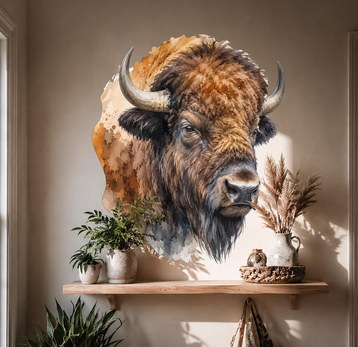 Boho Animal Wall Art Buffalo Bull Vinyl Decal z5613