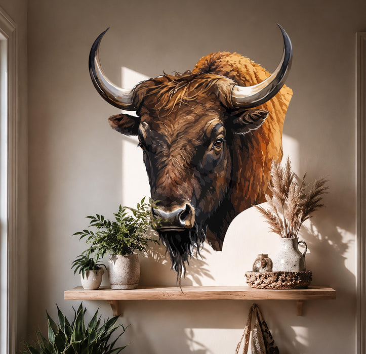 Boho Animal Wall Art Buffalo Bull Interior Decor z5614