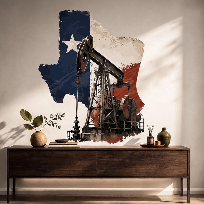 Colorful Rustic Lake House Texas State And Oil Pump z5620