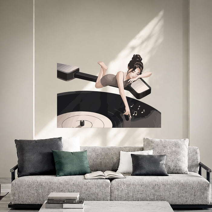 Modern Music Vinyl Player Music Wall Decal z5667