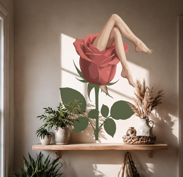 Boho Wall Decal Moody Sensual Rose  Wall Art z5439