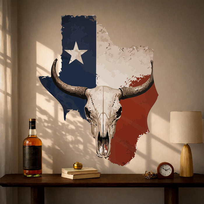 Modern Farmhouse Rustic Lake House Wall Texas Long Horn Skull Wall Decal z5622
