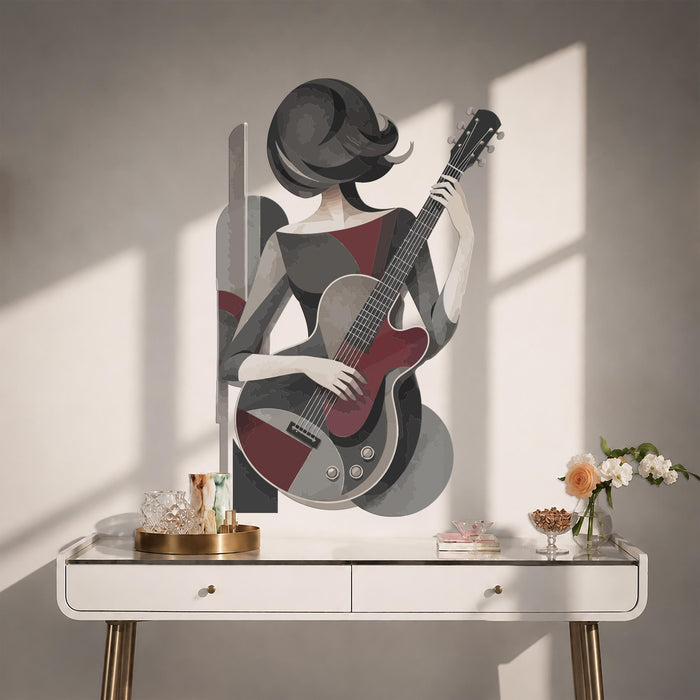 Colorful Woman Music Guitar Wall Decal z5675
