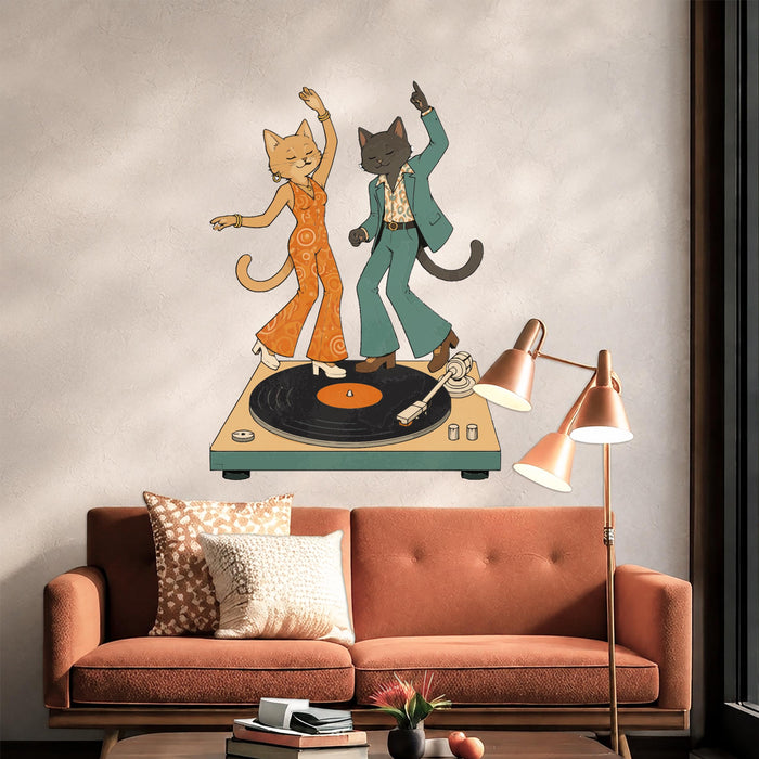 Modern Mid Century Modern  Dance Cat Disco Vinyl Palyer Decal z5635