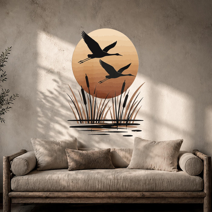 Colorful Modern  Rustic Birds Sun Reed Wall Decal z5639