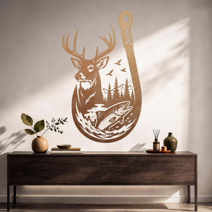 Colorful Modern Rustic Deer Huntig Fishing Wall Decal z5640
