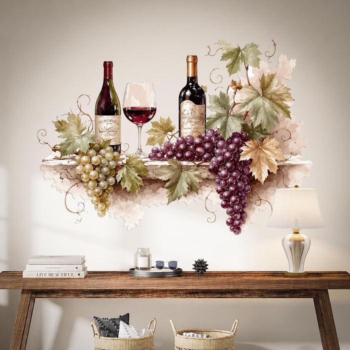 Colorful Modern Bottle of Wine And Grape Wall Decal z5644