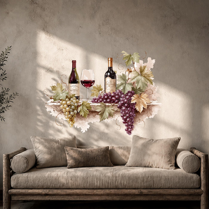 Colorful Modern Bottle of Wine And Grape Wall Decal z5644