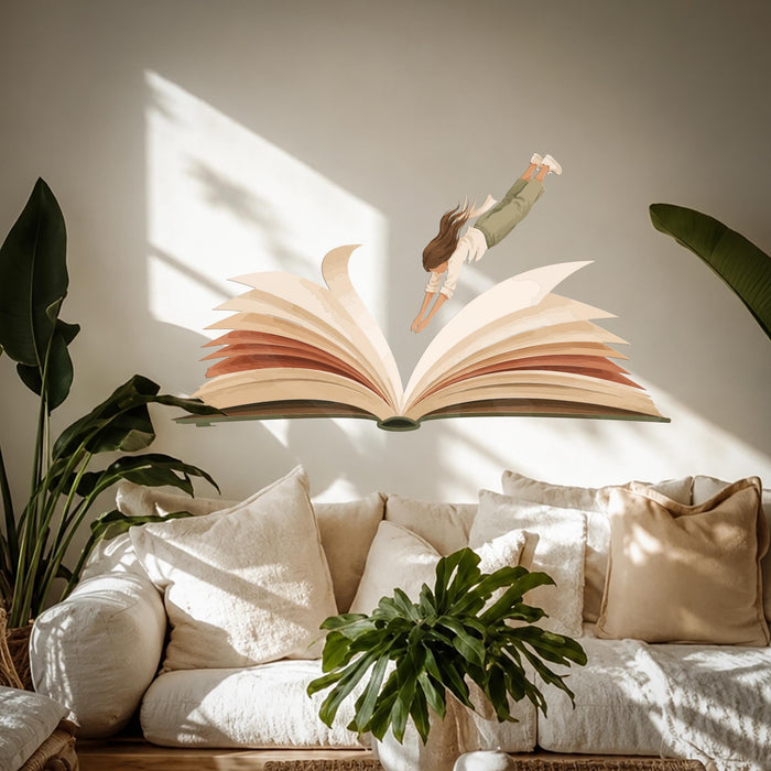 Colorful Wall Decal Girl Jumping Book Vinyl Art z5681