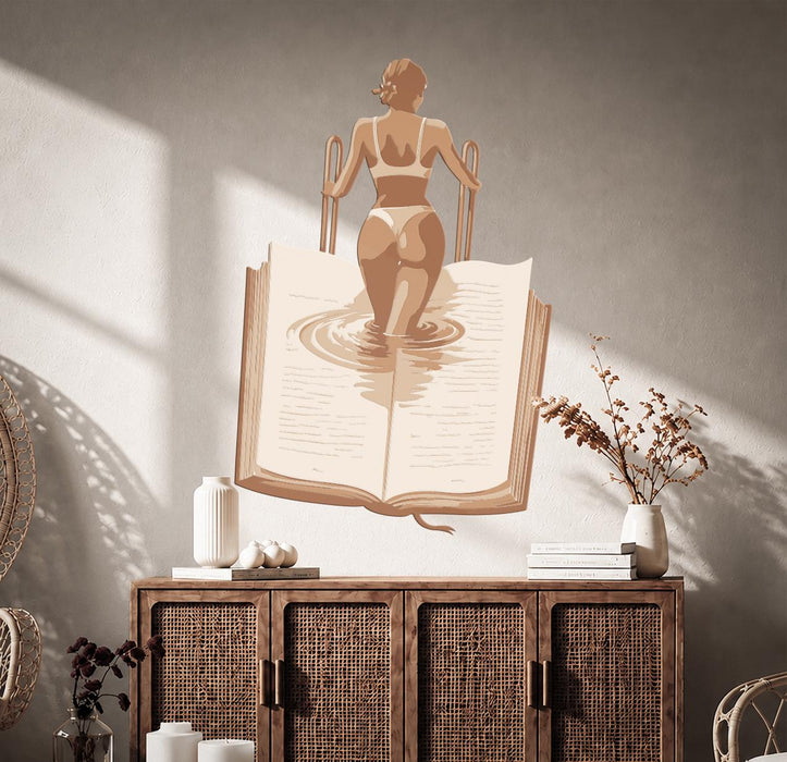 Colorful Wall Decal Girl And Book Vinyl Art z5685
