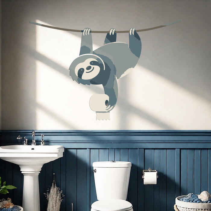 Colorful Bathroom And Laundry  Decal Sloth With Toilet Paper Vinyl Art z5688