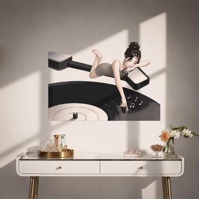 Modern Music Vinyl Player Music Wall Decal z5667