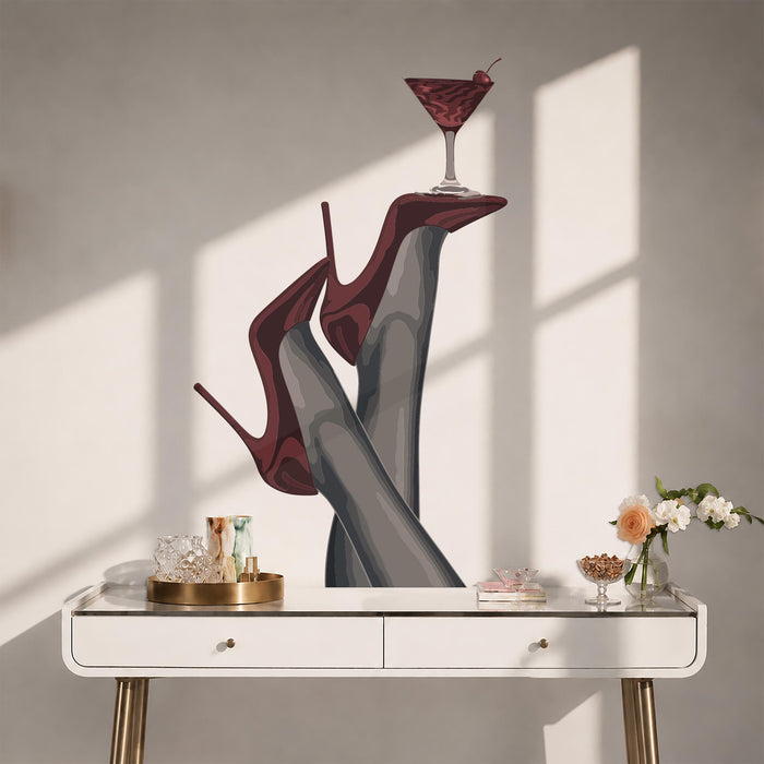 Colorful Woman Legs Cocktail Wall Decal z5697