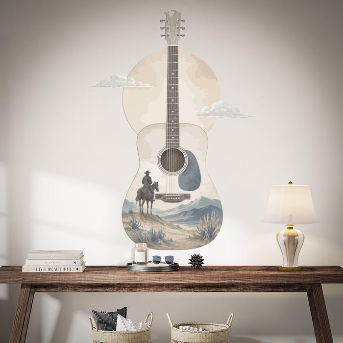 Colorful Modern Farmhouse Guitar Cowboy Mountains Wall Decal z5677