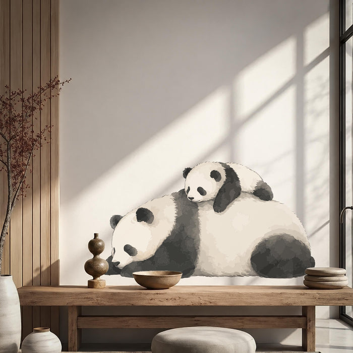 Modern Wall Art Decal Panda Family Kid Vinyl Mural z5680
