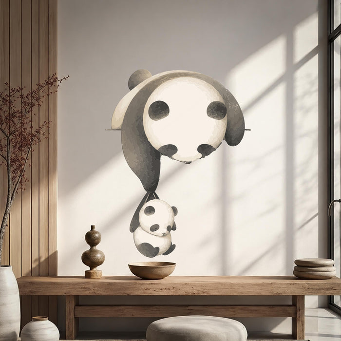Colorful Interior  Decal Panda Family Kid Child  Vinyl Mural z5684