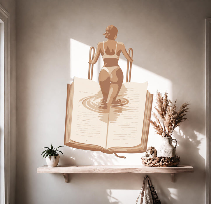 Colorful Wall Decal Girl And Book Vinyl Art z5685