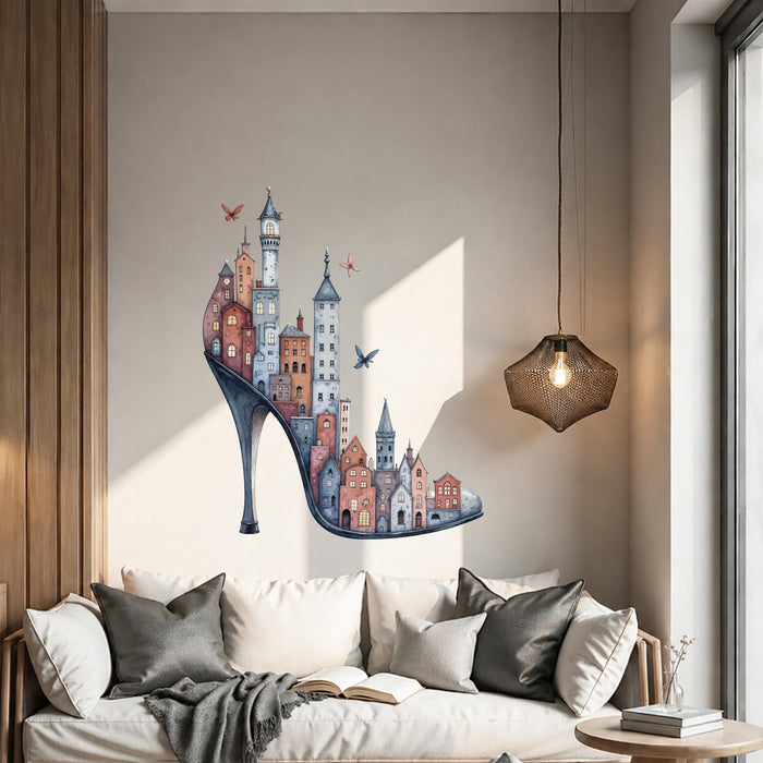 Colorful Fairytale Shoes Town Wall Decal z5712