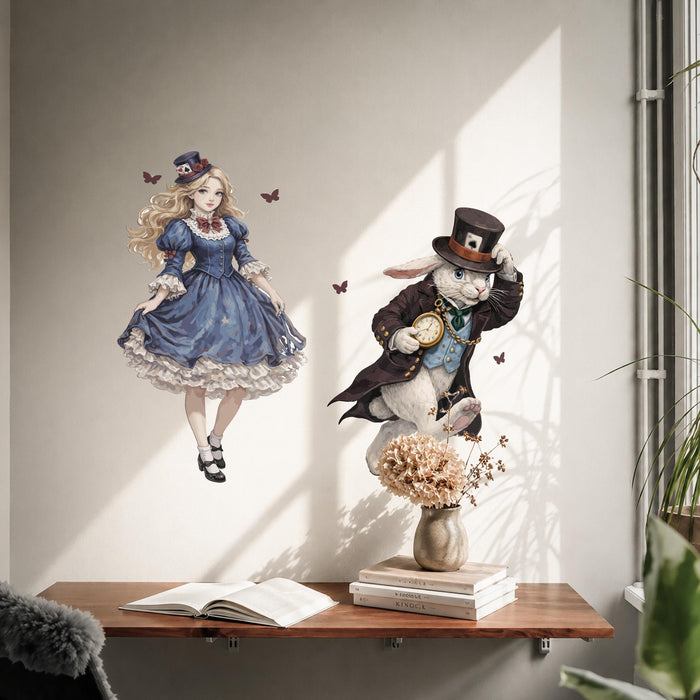 Colorful Wall Decal Alice in Wonderland White Rabbit z5536