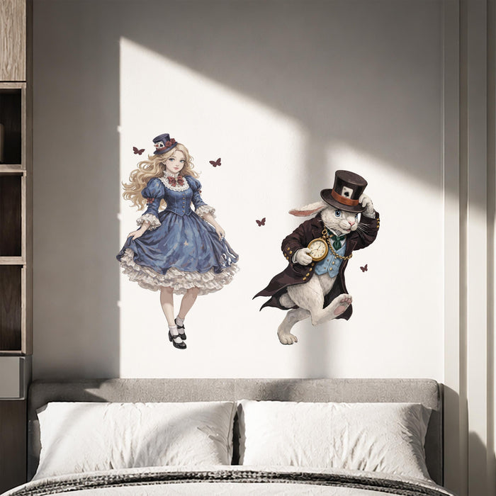 Colorful Wall Decal Alice in Wonderland White Rabbit z5536