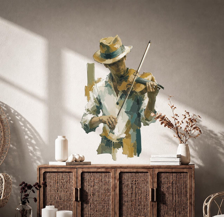 Colorful Wall Decal Music Violinist Violin Vinyl Art z5721