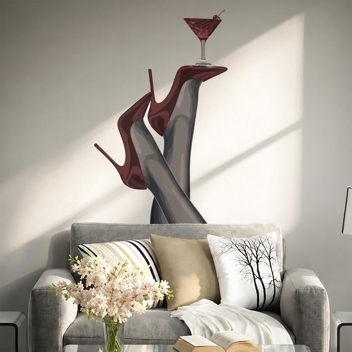Colorful Woman Legs Cocktail Wall Decal z5697