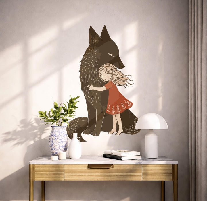 Colorful Wolf And Girl Fairytale Wall Decal z5711