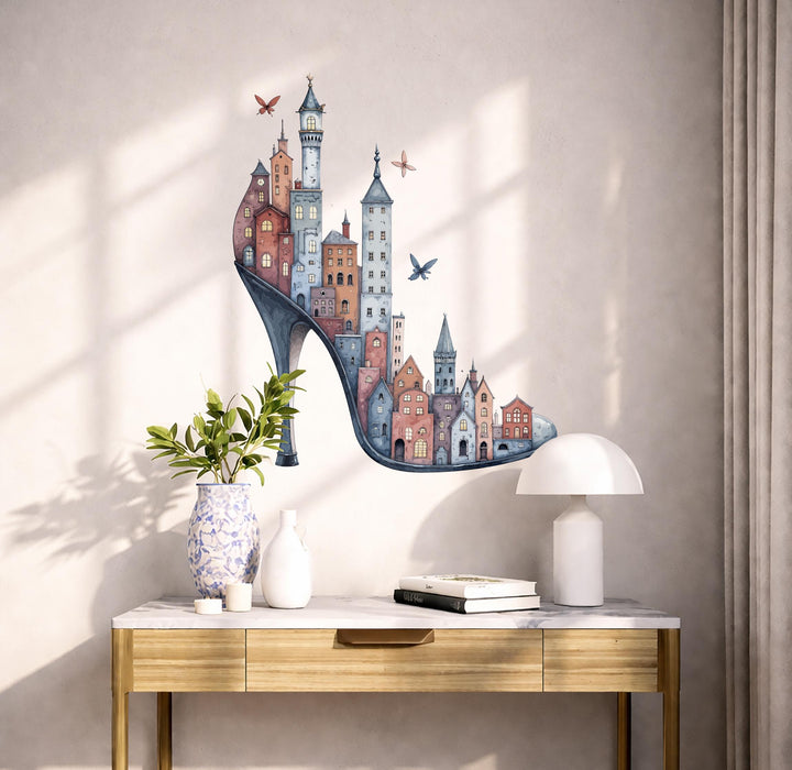Colorful Fairytale Shoes Town Wall Decal z5712