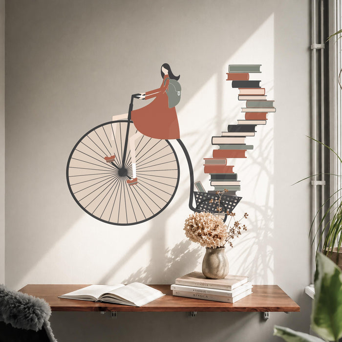 Colorful Book Bookish Bike Wall Decal z5739