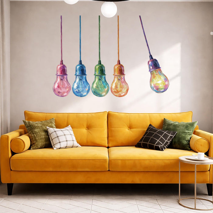 Colorful Mid Century Modern Wall Decal Dopamine Colorful Bulbs  z5505