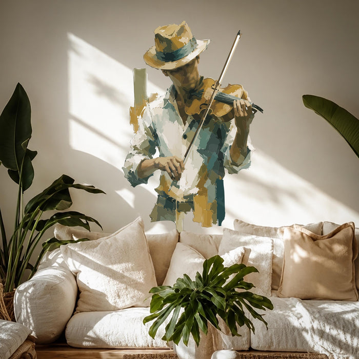 Colorful Wall Decal Music Violinist Violin Vinyl Art z5721