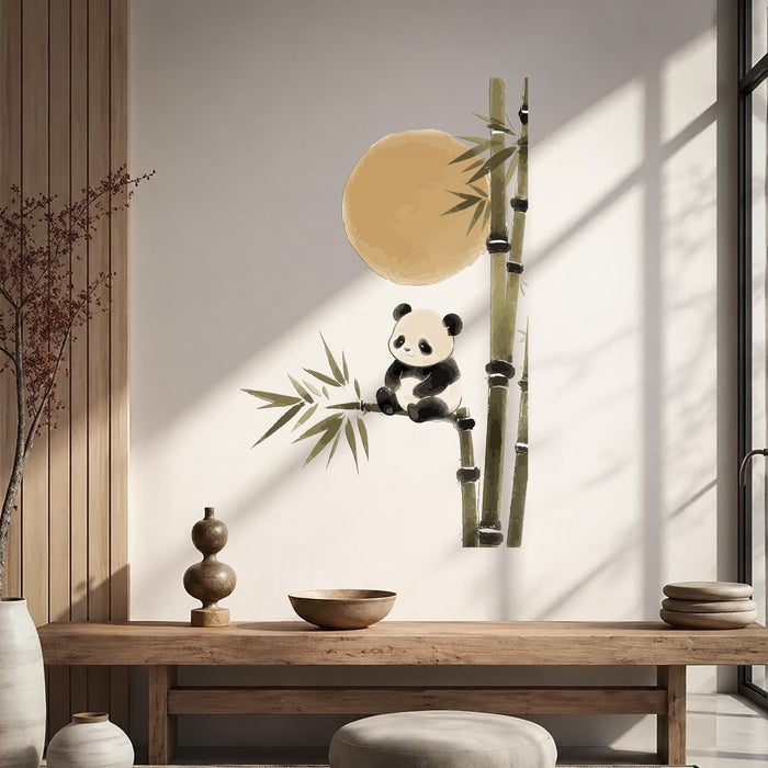 Colorful Bamboo Panda Sun Wall Decal z5725