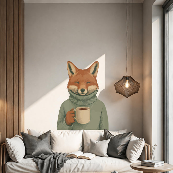 Colorful Fox Coffee Cup Decal z5744
