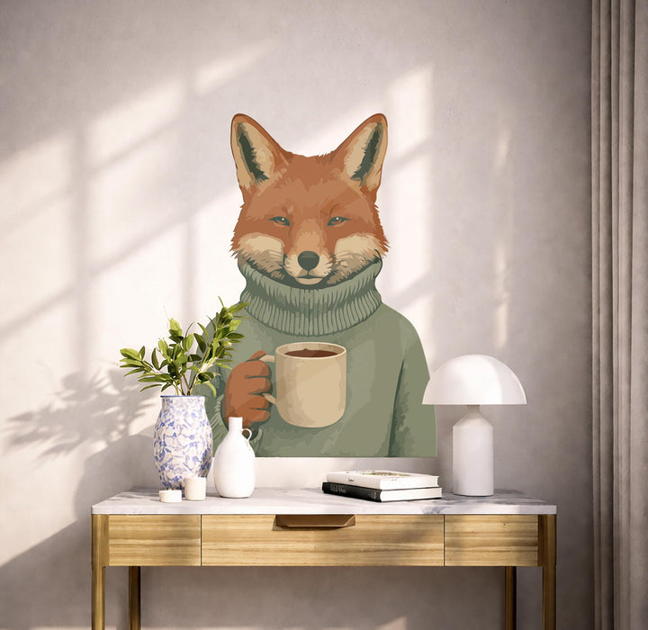Colorful Fox Coffee Cup Decal z5744