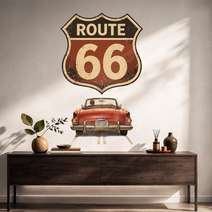 Colorful Modern  Retro Cart Route 66 Wall Decal z5735