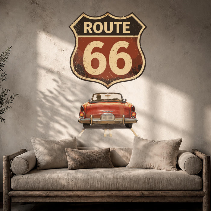 Colorful Modern  Retro Cart Route 66 Wall Decal z5735