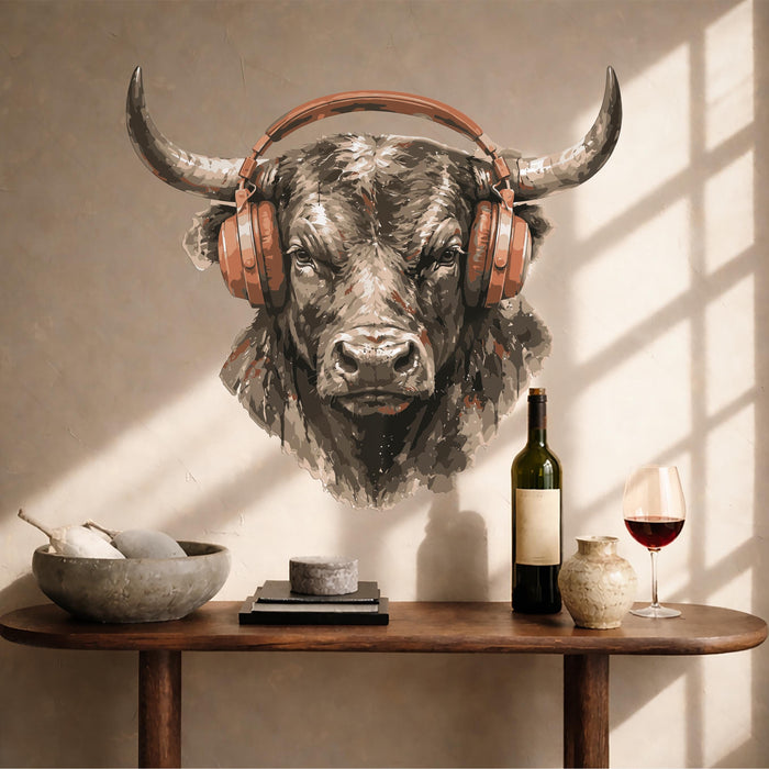 Colorful Bull Headphones Music Wall Decal z5746
