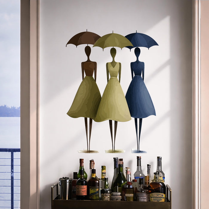 Colorful Girls Rain Umbrella Wall Decal z5747