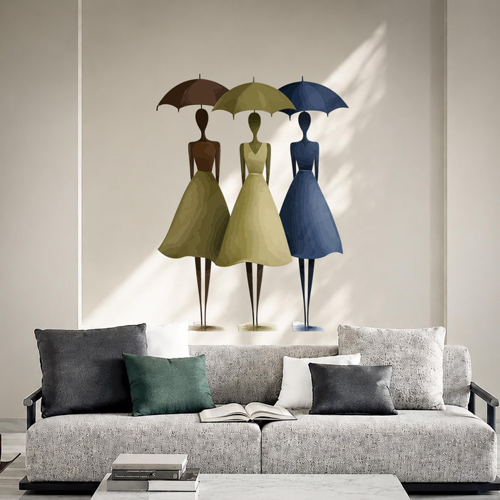 Colorful Girls Rain Umbrella Wall Decal z5747
