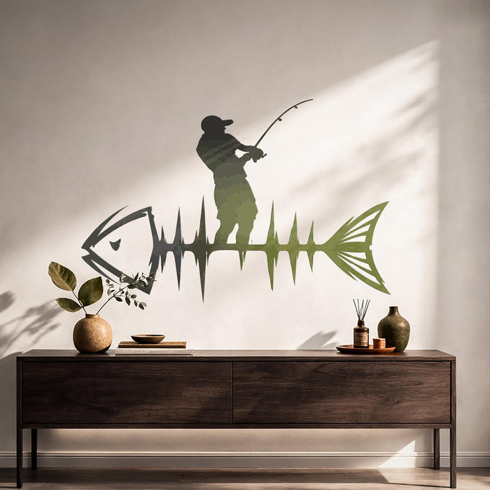 Colorful Modern Farmhouse Retro Fish Fishing Wall Decal z5748