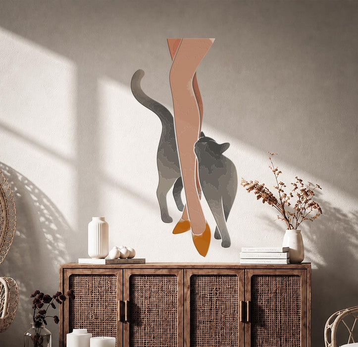 Colorful Wall Decal Cat Girls Leg Vinyl Art z5750
