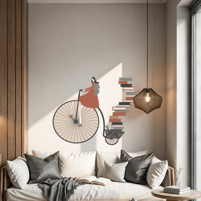 Colorful Book Bookish Bike Wall Decal z5739