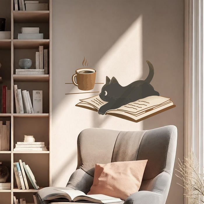 Colorful Cat Book Coffee Decal z5771