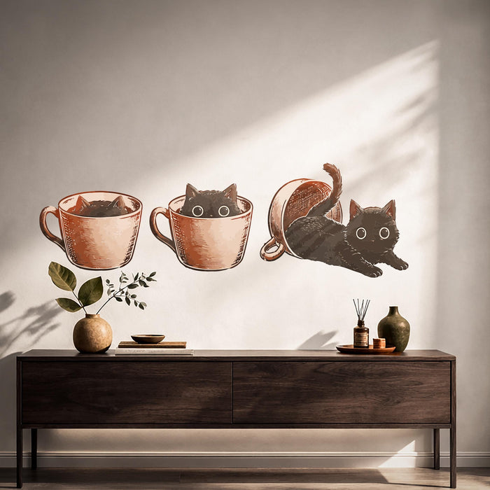 Colorful Cat Kitty Coffee Vinyl Decor z5772