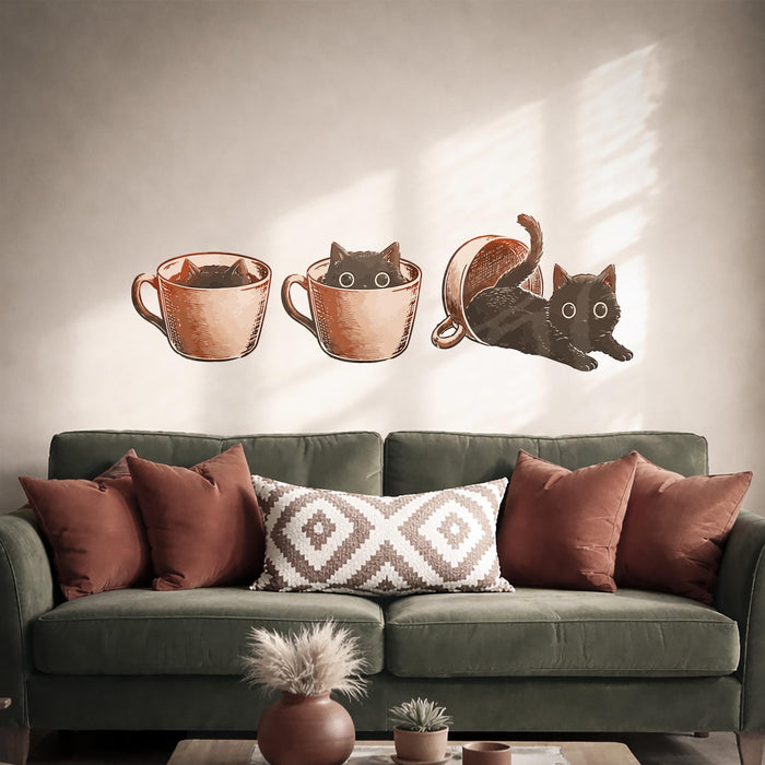 Colorful Cat Kitty Coffee Vinyl Decor z5772