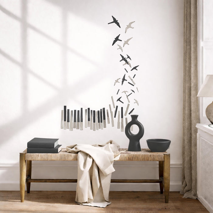 Colorful Piano Keys Birds Music Wall Decal z5778