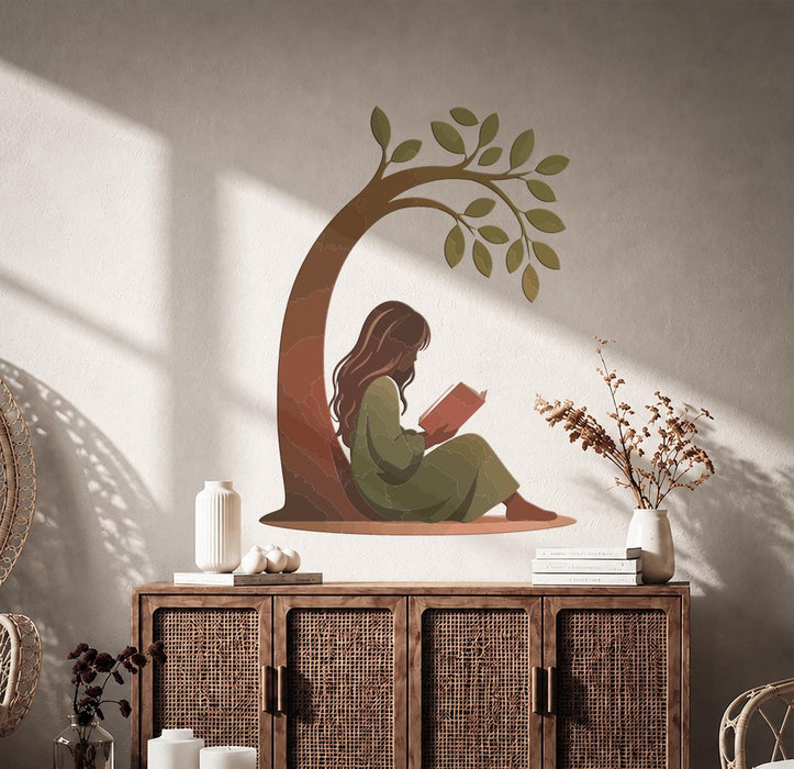 Colorful Book Reading Bookish Corner Tree Wall Decal z5780