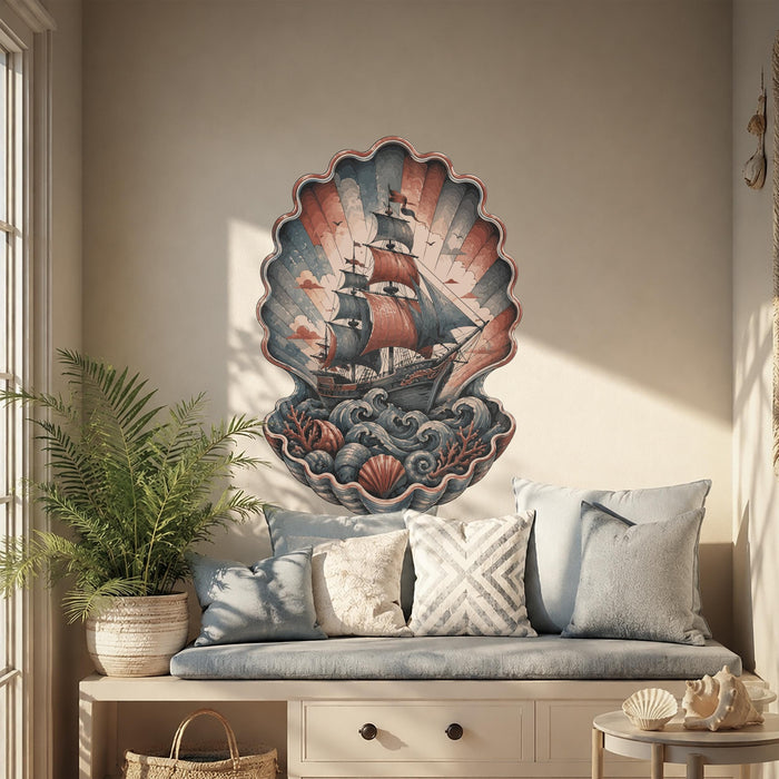 Colorful Sea Ship Pearl Shell Ocean Wall Decal z5782